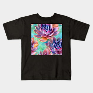 Watercolor succulent pattern Kids T-Shirt